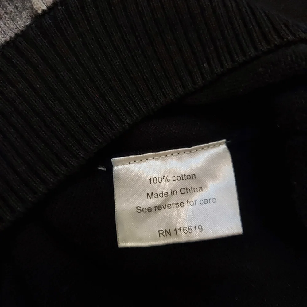 Men's retro cotton pullover Crewneck sweater. Black/White/Gray XXL - Picture 6 of 8